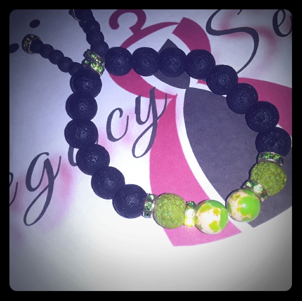 Children's Natural Chakra Stone and Lava bead Brac